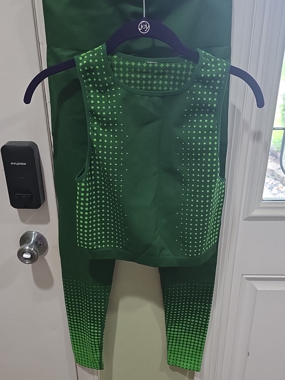Fabletics Green Gradient Crop Top & Leggings Set